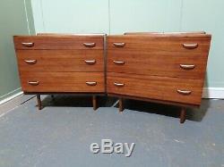 Retro Pair Of Teak Stag Bedside Cabinets Vintage Pot Cupboards MID Century