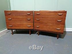 Retro Pair Of Teak Stag Bedside Cabinets Vintage Pot Cupboards MID Century