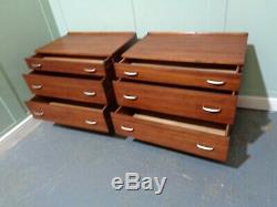 Retro Pair Of Teak Stag Bedside Cabinets Vintage Pot Cupboards MID Century