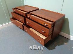 Retro Pair Of Teak Stag Bedside Cabinets Vintage Pot Cupboards MID Century