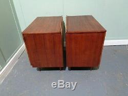 Retro Pair Of Teak Stag Bedside Cabinets Vintage Pot Cupboards MID Century