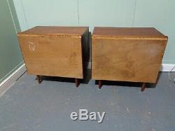 Retro Pair Of Teak Stag Bedside Cabinets Vintage Pot Cupboards MID Century