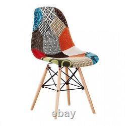 Retro Patchwork Dining Chairs Armchair Fabric Dining Room Side Chair Modern