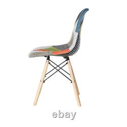 Retro Patchwork Dining Chairs Armchair Fabric Dining Room Side Chair Modern