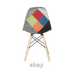 Retro Patchwork Dining Chairs Armchair Fabric Dining Room Side Chair Modern