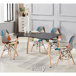 Retro Patchwork Dining Chairs Armchair Fabric Dining Room Side Chair Modern