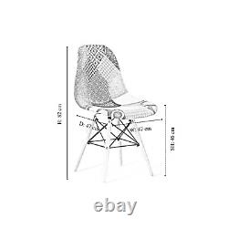 Retro Patchwork Dining Chairs Armchair Fabric Dining Room Side Chair Modern