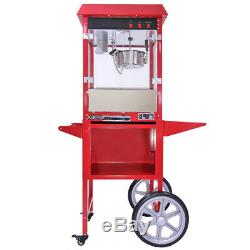 Retro Popcorn Maker Popping Machine 8 Ounce Pop Corn Making With Matching Cart