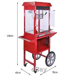 Retro Popcorn Maker Popping Machine 8 Ounce Pop Corn Making With Matching Cart