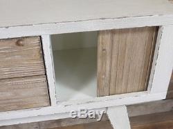 Retro Scandinavian Style Distressed Paint & Wood Sideboard Cabinet