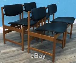 Retro Set Four White And Newton Dining Chairs MID Century Vintage