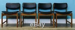 Retro Set Four White And Newton Dining Chairs MID Century Vintage