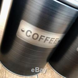 Retro Set Of 3 Tea Coffee Sugar Canisters Kitchen Storage Pot Jars Air Tight LID