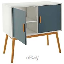 Retro Sideboard Cabinet Furniture Modern White Wood Grey Doors Storage Unit New