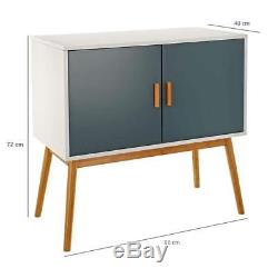Retro Sideboard Cabinet Furniture Modern White Wood Grey Doors Storage Unit New
