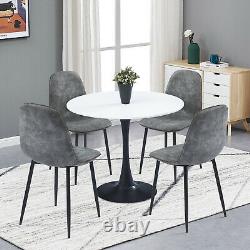 Retro Small Dining Table and 4 Chairs Faux Suede Distressed Fabric Kitchen Sets