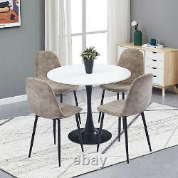 Retro Small Dining Table and 4 Chairs Faux Suede Distressed Fabric Kitchen Sets