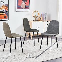 Retro Small Dining Table and 4 Chairs Faux Suede Distressed Fabric Kitchen Sets