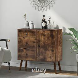 Retro Storage Cabinet Beside Table Sideboard Kitchen Buffet with 3 Drawers Doors