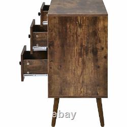 Retro Storage Cabinet Beside Table Sideboard Kitchen Buffet with 3 Drawers Doors