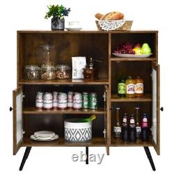 Retro Style Drinks Cabinet Cupboard Shelving Unit Bookcase Display Kitchen Slim