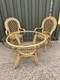 Retro Table & Chair Set Bistro Cafe Cane Conservatory Glass Mid Century Vintage