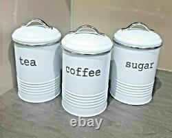 Retro Tea Coffee Sugar Kitchen Storage Canisters&Jars Tin Pots Set Air Tight Lid