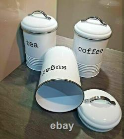 Retro Tea Coffee Sugar Kitchen Storage Canisters&Jars Tin Pots Set Air Tight Lid