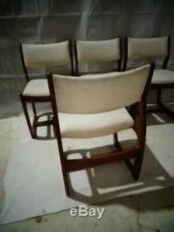 Retro Teak Set Of Dining Chairs With Sleigh Legs Vintage Teak Kitchen Chairs