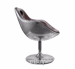 Retro Vintage Aviation Swivel Egg Chair Bonded Leather Kitchen/Dinning/Office