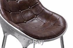 Retro Vintage Brown Bicast Leather Aviation Kitchen Dining Office Chair