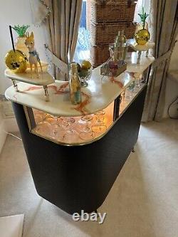 Retro Vintage Cocktail Bar Black Quilted Del Boy Bar Stunning Ex Condition