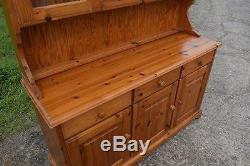 Retro Vintage Farmhouse Pine Kitchen Welsh Dresser / Display Cabinet
