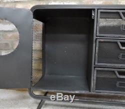 Retro Vintage Industrial Metal Long Cabinet Drawers Storage Sideboard Cupboard