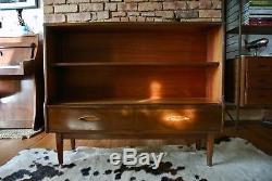 Retro Vintage Mid Century Glass Fronted Bookcase Shelving Unit