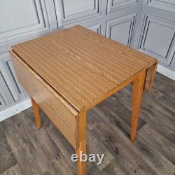 Retro Vintage Mid-Century Modern Formica Drop Leaf Wooden Dining Kitchen Table