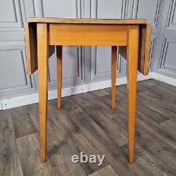 Retro Vintage Mid-Century Modern Formica Drop Leaf Wooden Dining Kitchen Table