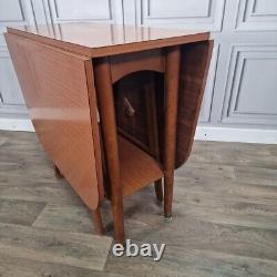 Retro Vintage Mid-Century Modern Formica Drop Leaf Wooden Dining Kitchen Table