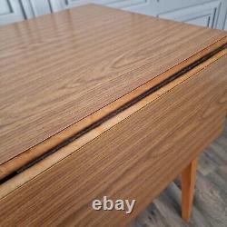 Retro Vintage Mid-Century Modern Formica Drop Leaf Wooden Dining Kitchen Table