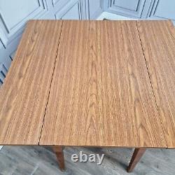 Retro Vintage Mid-Century Modern Formica Drop Leaf Wooden Dining Kitchen Table