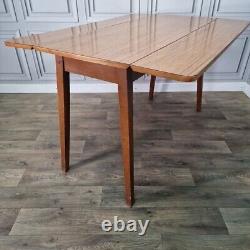 Retro Vintage Mid-Century Modern Formica Drop Leaf Wooden Dining Kitchen Table