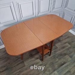 Retro Vintage Mid-Century Modern Formica Drop Leaf Wooden Dining Kitchen Table