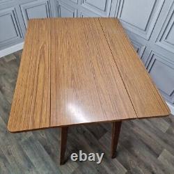 Retro Vintage Mid-Century Modern Formica Drop Leaf Wooden Dining Kitchen Table