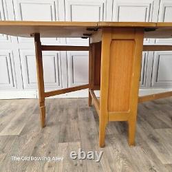 Retro Vintage Mid-Century Modern Teak Drop Leaf Wooden Dining Kitchen Table
