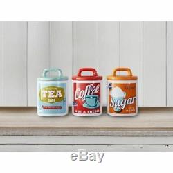Retro Vintage Multicolour Ceramic Tea Coffee Sugar Storage Jars Canisters New