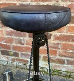 Retro Vintage Quirky Stool Bicycle Pedal Man Cave Kitchen Breakfast Bar Leather