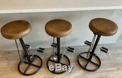 Retro Vintage Quirky Stool Bicycle Pedal Man Cave Kitchen Breakfast Bar Leather