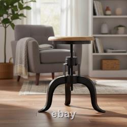 Retro Vintage Rustic Black Wooden Seat Bar Stool Industrial Kitchen Pub