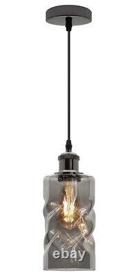 Retro Vintage Smoked Gold Glass Hanging Pendant Shade Light Ceiling Chandeliers