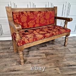 Retro Vintage Solid Wooden Double Pub Bench Pew Seat Settle Hall Chair